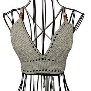 Green Cotton Bikini Crop Top